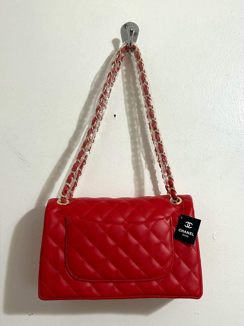 Medium Flap Red Quilted Shoulder Bag